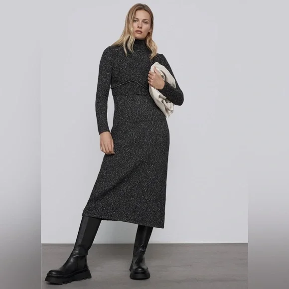 Zara Twisted Midi Knit Dress